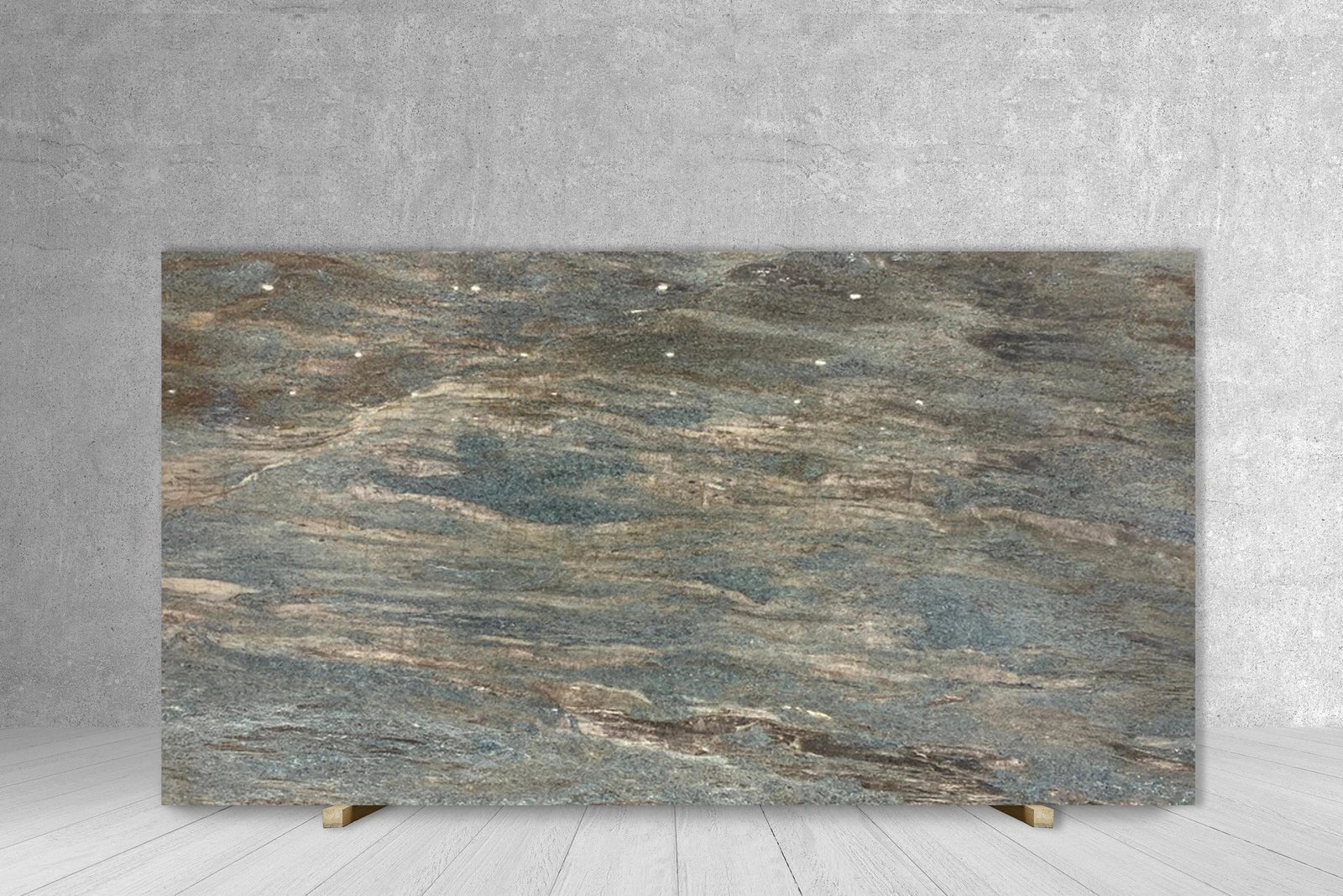 QUARZITE CARIBBEAN polished slab, blue-gray and brown veining, TileHouz countertop slab.