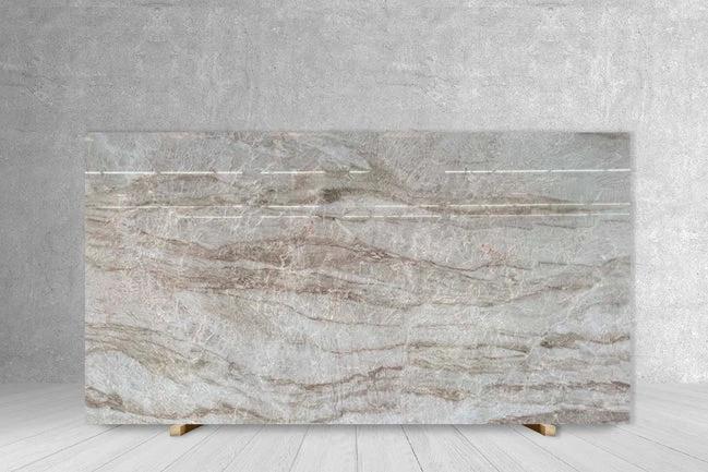 Tilehouz Quartzite NAICA honed slab countertop, 120 x 76, beige with brown veining