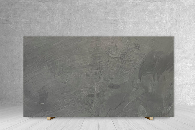 Quartzite Piombo Leather Slab 129x78 exotic countertop by Tilehouz, charcoal gray