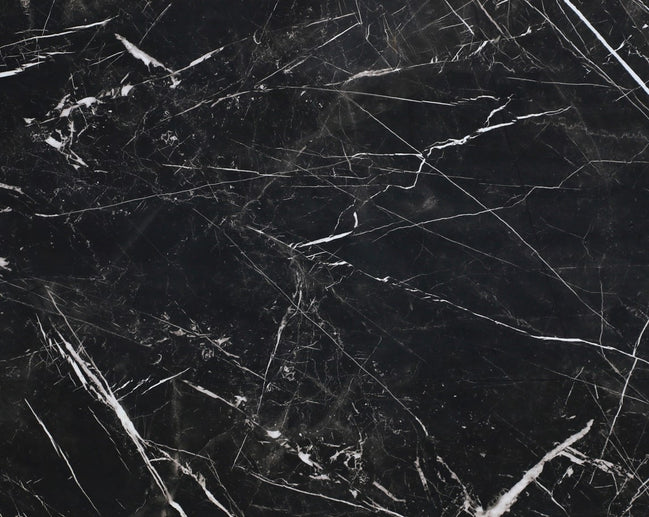 STATUARIO NERO TECH porcelain slab, polished black with white veining; 127 x 63 Tilehouz countertops