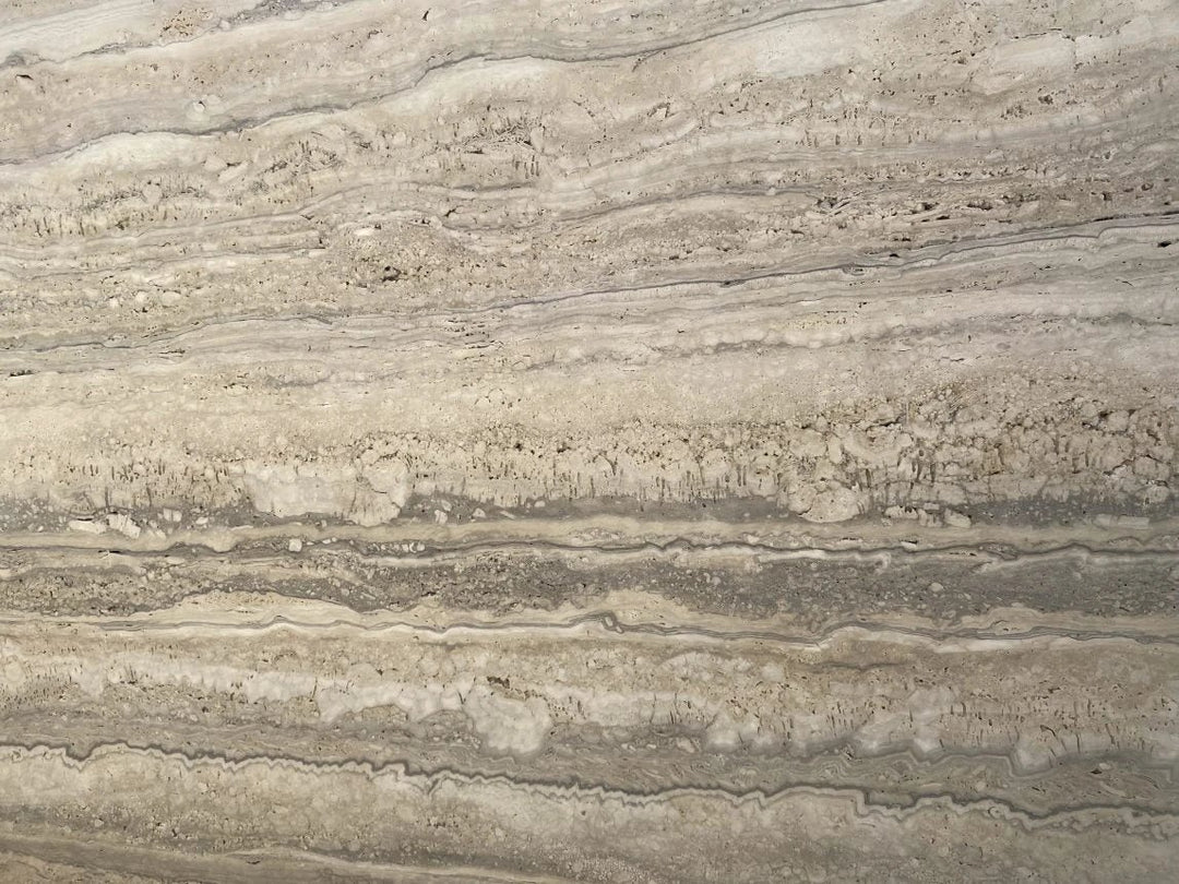 Travertine slab Tilehouz TRAVERTINO SILVER Original, extra honed unfilled, 3/4 in thick, 108 x 67 countertops