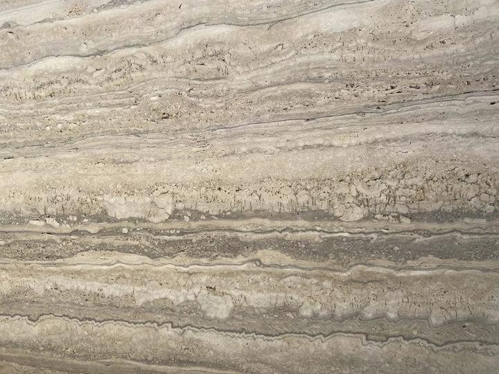 Travertine slab Tilehouz TRAVERTINO SILVER Original, extra honed unfilled, 3/4 in thick, 108 x 67 countertops