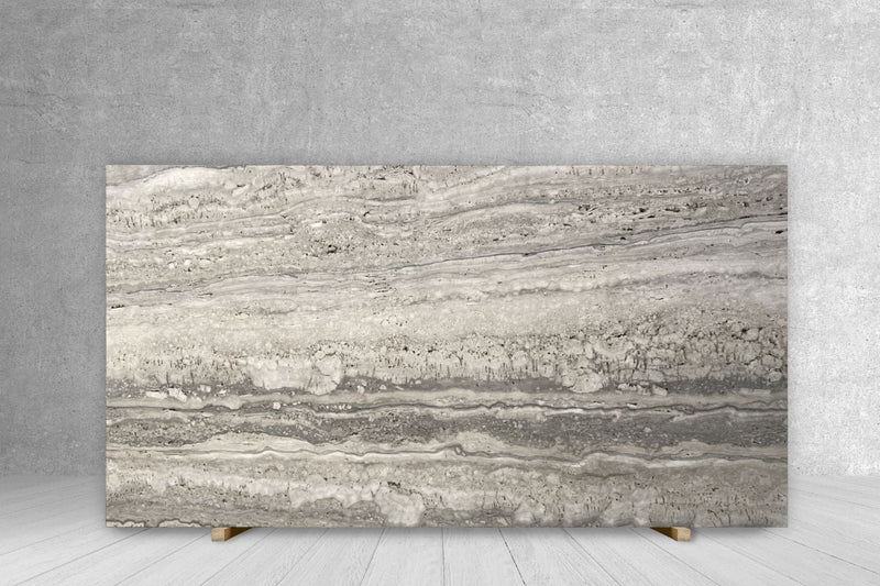TRAVERTINO SILVER ORIGINAL EXTRA HONED UNFILLED SLAB 3/4 108 x 67