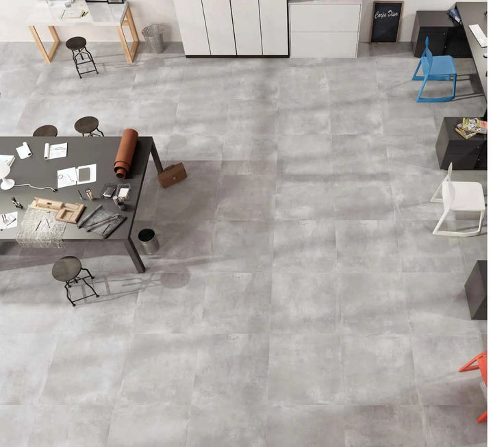 Volcano Grey porcelain tile 12x24, gray concrete-look floor tile