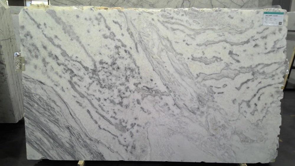 Marble slab Tilehouz White Super Leather 3/4, 105x63 countertop with gray veining