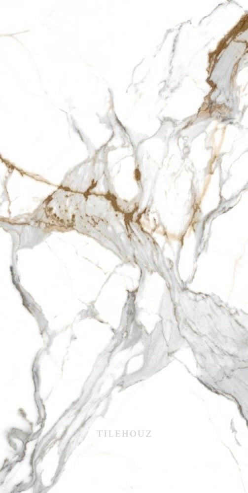 Aeris Gold polished porcelain tile, 24x48, white with gold veining, Tilehouz