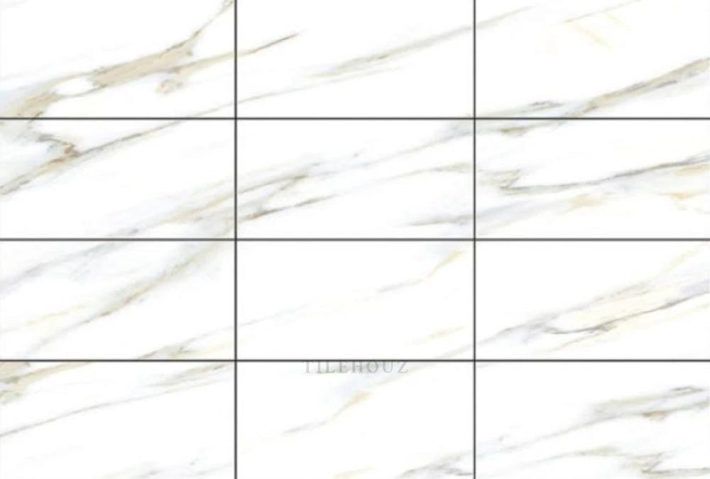 AGL Calacatta Gold polished porcelain tile 12x24 in white with gold veining Tilehouz
