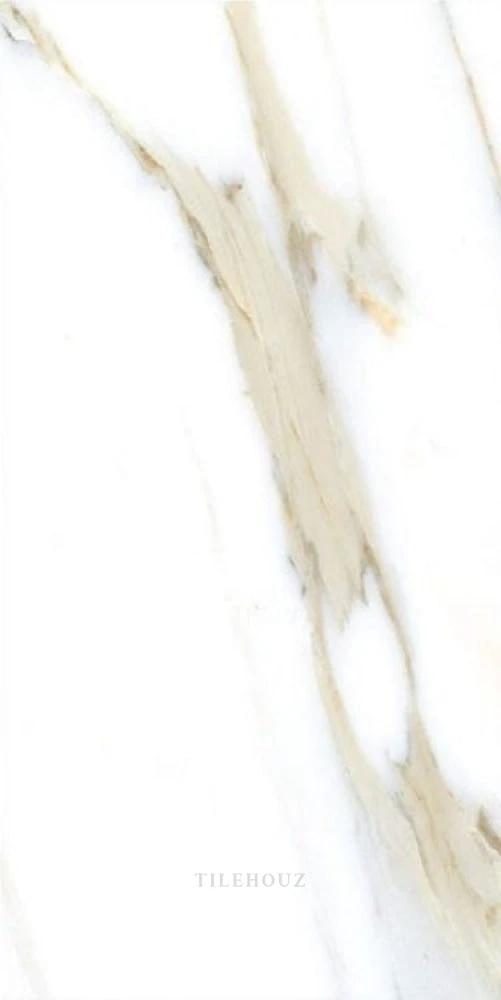 AGL Calacatta Gold polished porcelain tile 12x24, white with gold veining by Tilehouz