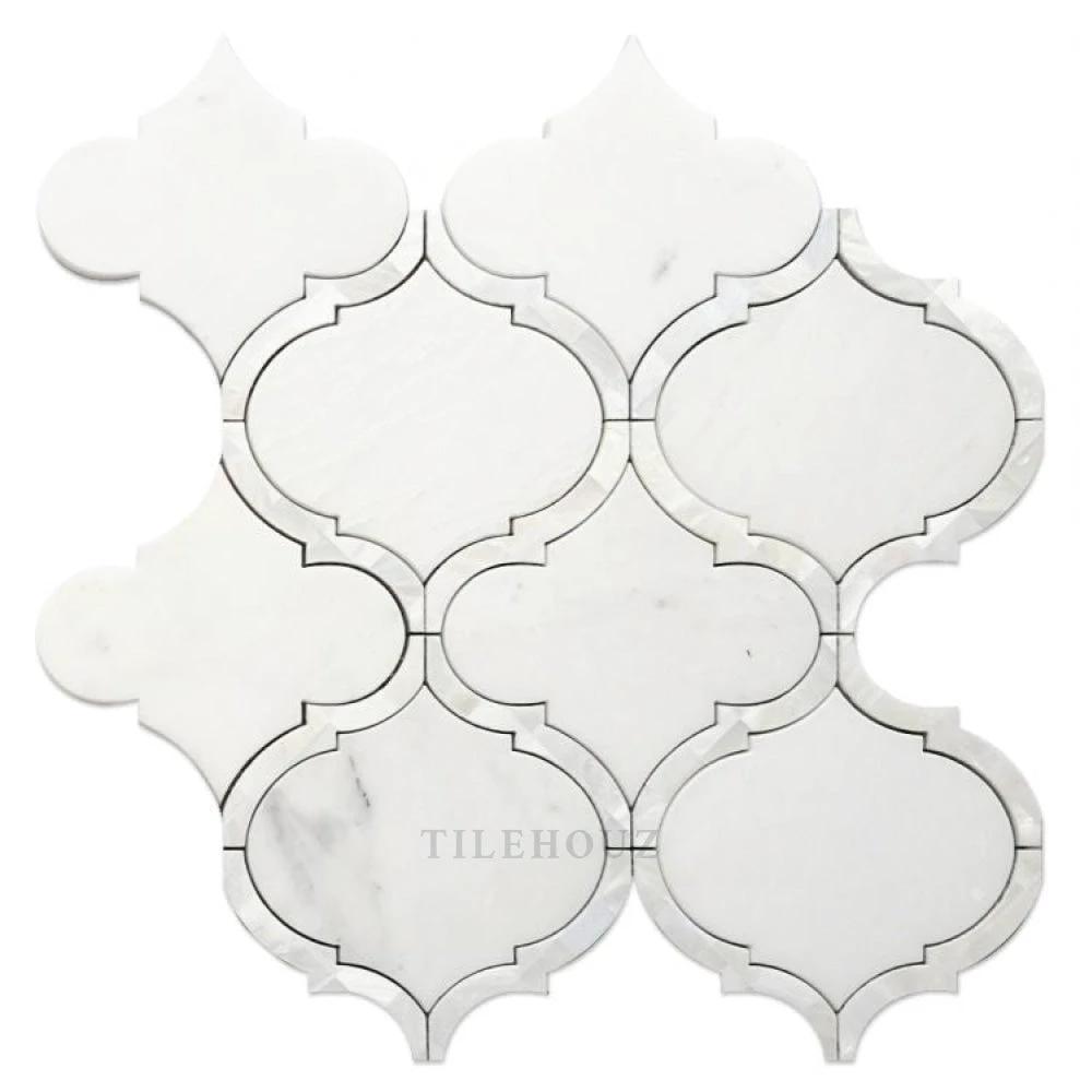 Alice Pearl Snow White marble mosaic tile sheet, 11.5 x 12 inches, Pearl finish Tilehouz