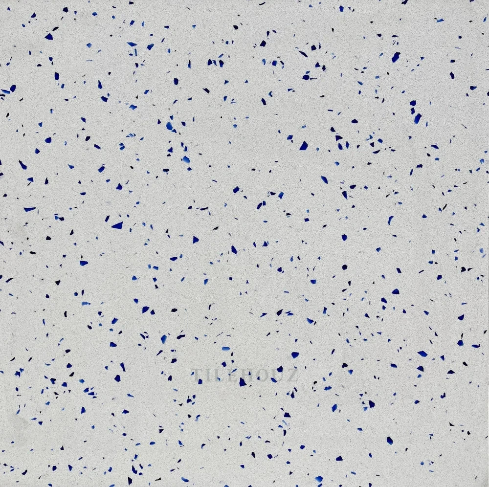 Andromeda 24x24 Quartz Tile polished, light gray with blue specks, Tilehouz.