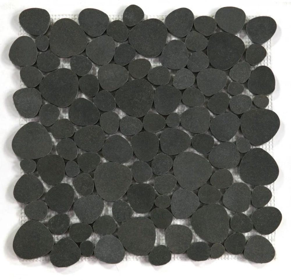 Black basalt Aphrodite mosaic 12x12 pebble sheet for wall and ceiling tile