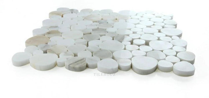 Tilehouz Aphrodite Calacatta Gold polished 12x12 marble mosaic sheet with round discs