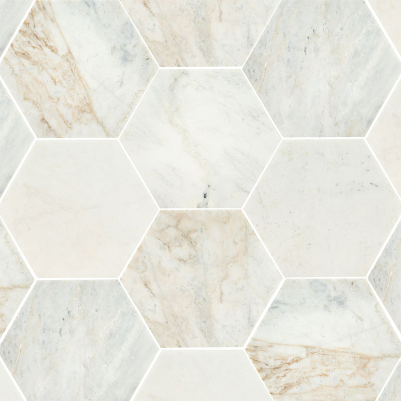 Arabescato Venato White 8"Hexagon Honed Marble