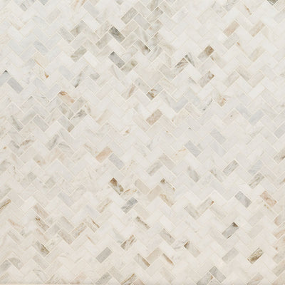 Arabescato Venato White 1x2 Herringbone Honed Marble