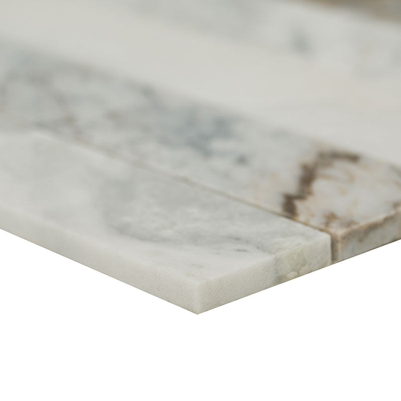 Arabescato Venato White 2x12 Stacked Honed Marble