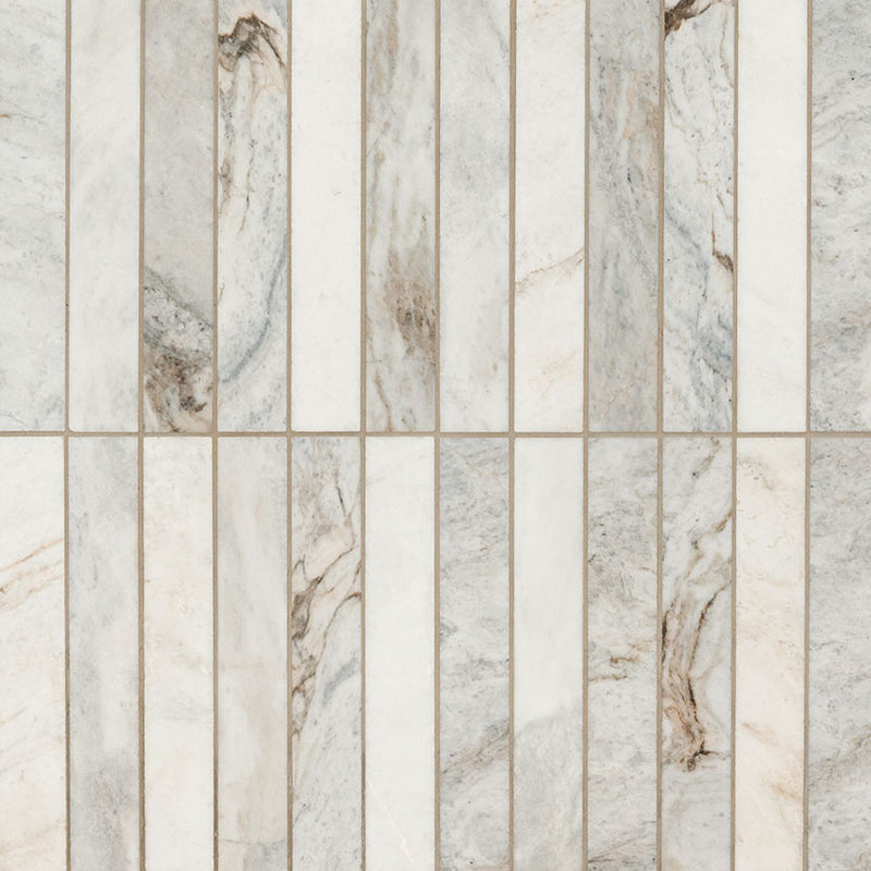 Arabescato Venato White 2x12 Stacked Honed Marble