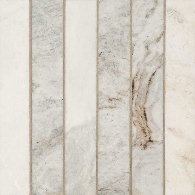 Arabescato Venato White 2x12 Stacked Honed Marble