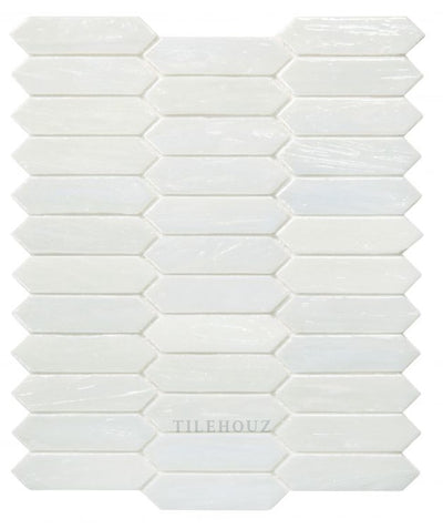 Arrow White Pearl 10.25 X 12.5 Glass Mosaic Tile