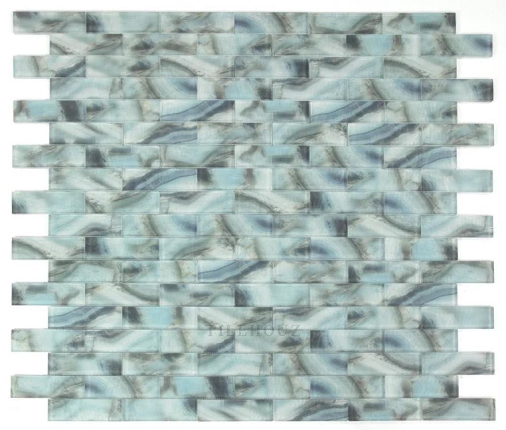 Art Onyx Ocean glass mosaic tile by Tilehouz, blue-marble finish, 11.75 x 11.75, wall & ceiling tile