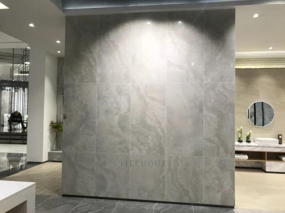 Art Travertine Lappato porcelain tile 24x48 in gray travertine pattern, Tilehouz wall tile display