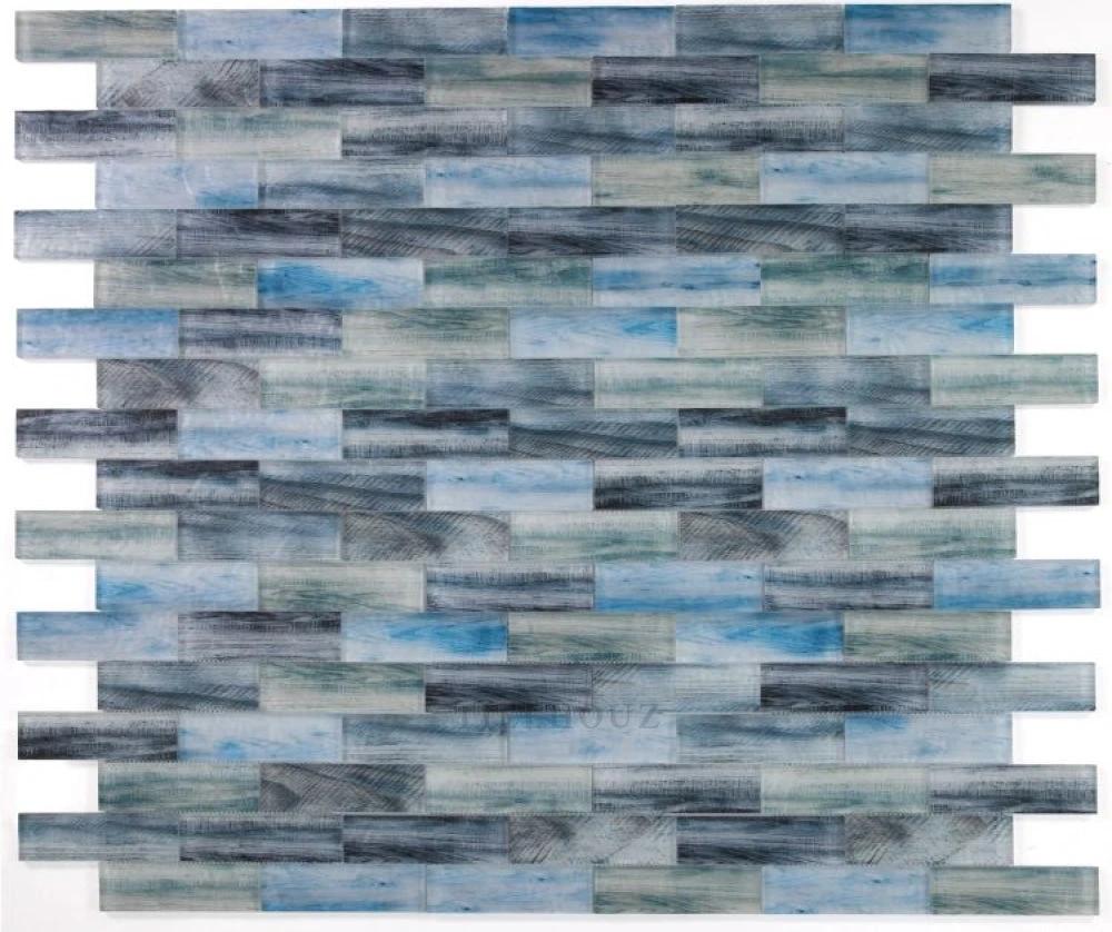 Art Wood Ocean glass mosaic tile, blue-gray hues, 11.75 x 11.75 for walls