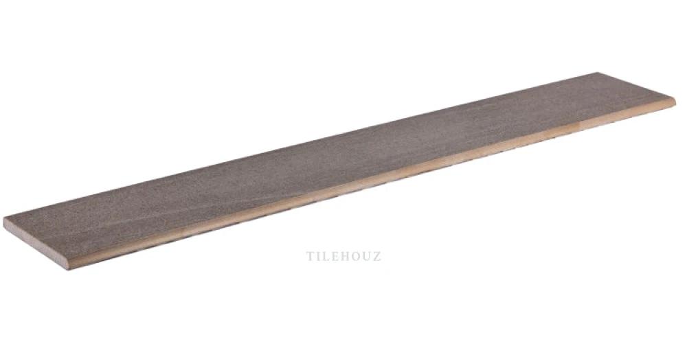 Porcelain tile Artwork Acciaio Bullnose 4x24 by Tilehouz, gray steel finish