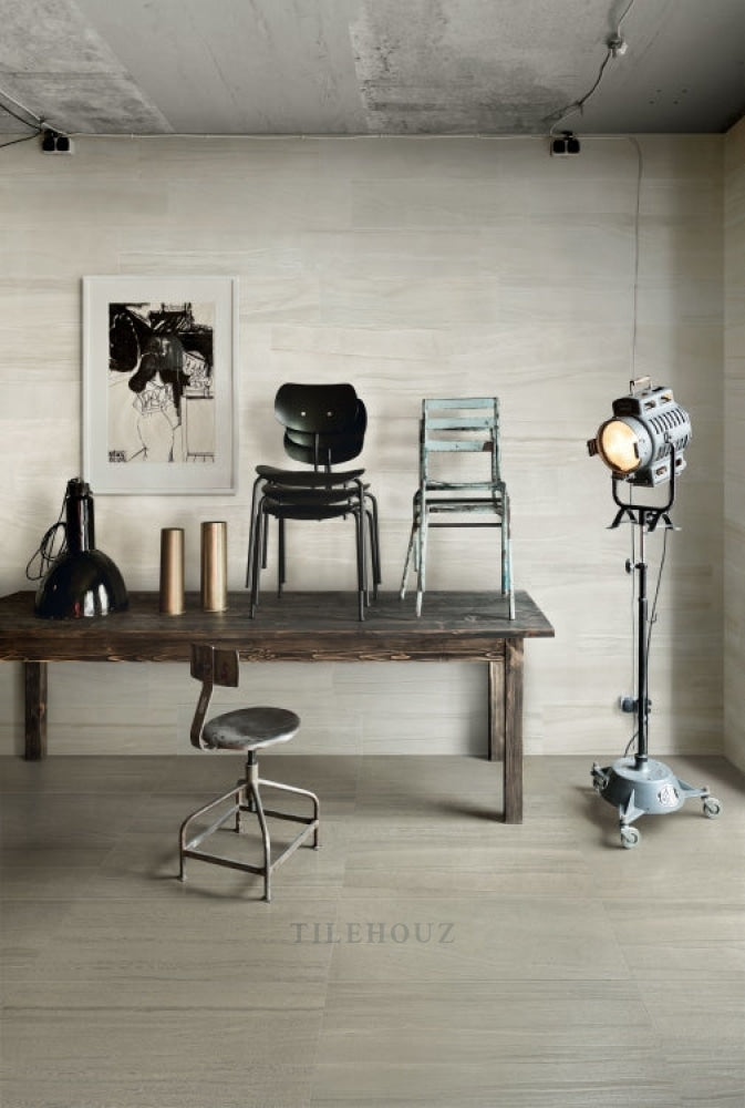 Artwork Gesso 12x24 porcelain tile by Tilehouz; light beige wall tile display