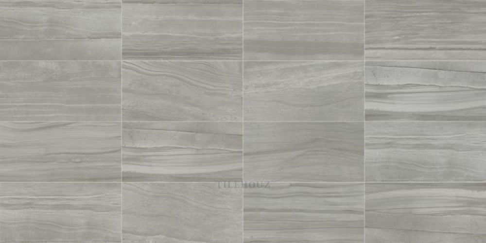 Porcelain wall tile Artwork Platino 24x48 by Tilehouz in gray marble-style pattern.