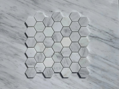 Asian Statuary White 2 Hexagon Mosaic Polished&Honed Marble