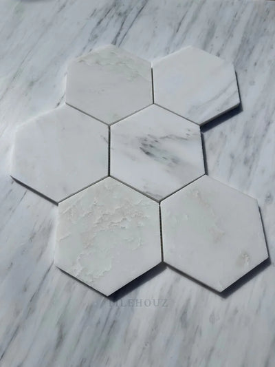 Asian Statuary 5 Hexagon Mosaic Polished&Honed Marble