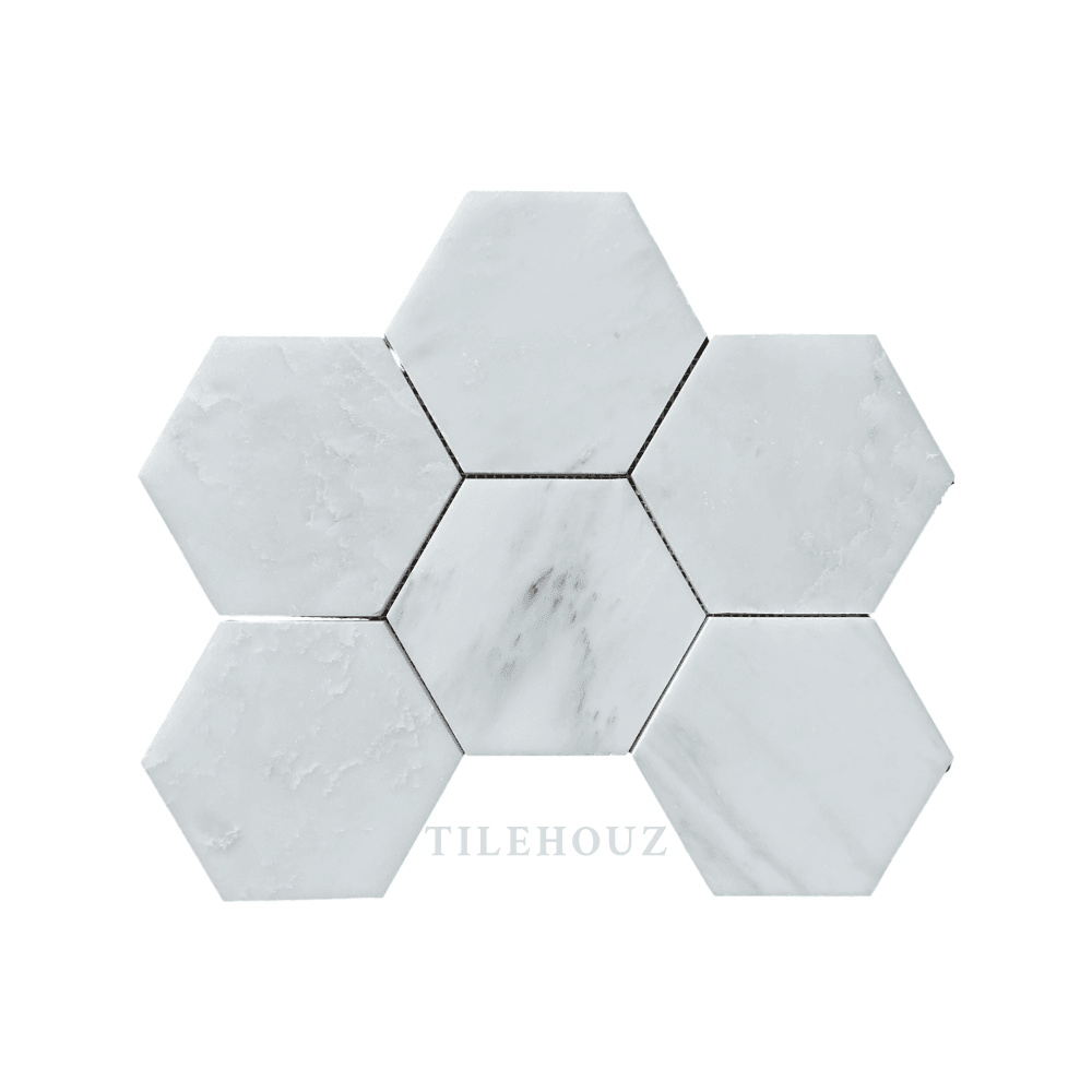 Asian Statuary White 5 Hexagon Mosaic Polished&Honed