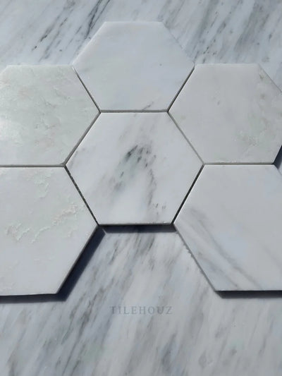 Asian Statuary 5 Hexagon Mosaic Polished&Honed Marble