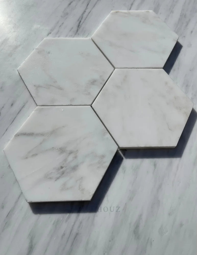 Asian Statuary 6 Hexagon Mosaic Polished&Honed Marble