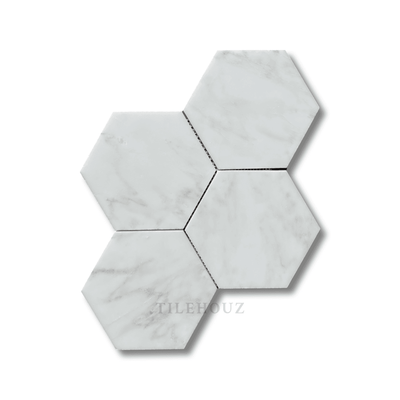 Asian Statuary White 6 Hexagon Mosaic Polished&Honed