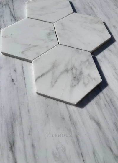 Asian Statuary 6 Hexagon Mosaic Polished&Honed Marble