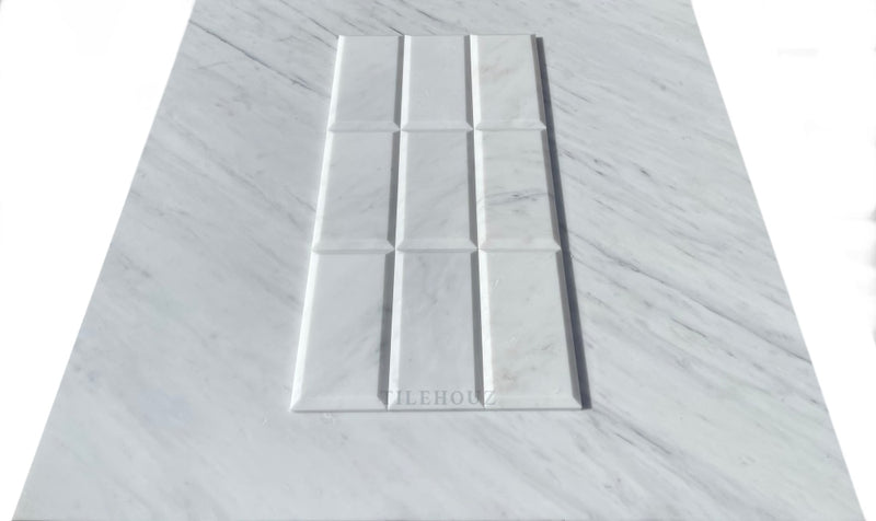 Asian Statuary Marble 3X6 Deep-Beveled Tile Polished&Honed