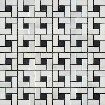 Asian Statuary Polished/honed Mini Pinwheel Mosaic Tile W/ Black Dots Tiles