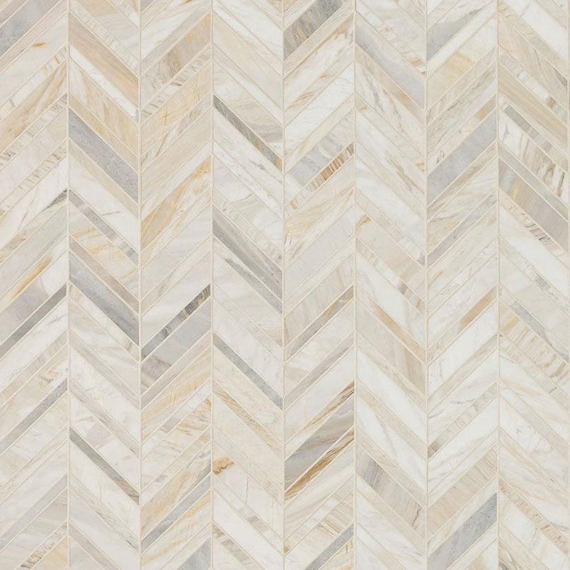 Athena Gold marble chevron pattern honed mosaic wall & ceiling tile by Tilehouz