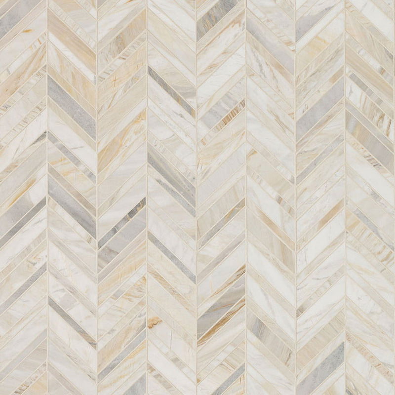 ATHENA GOLD MARBLE CHEVRON PATTERN HONED MOSAIC