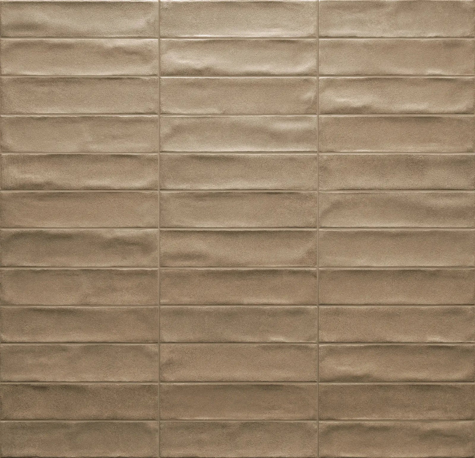 Cruda Brick Sabbia porcelain tile by Tilehouz, 4.8x20 cm, beige brick pattern sheet of multiple tiles.