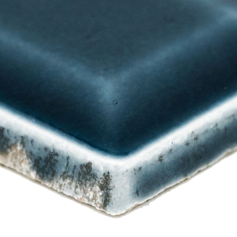 BAY BLUE BEVELED 2X6 GLOSSY CERAMIC MOSAIC TILE