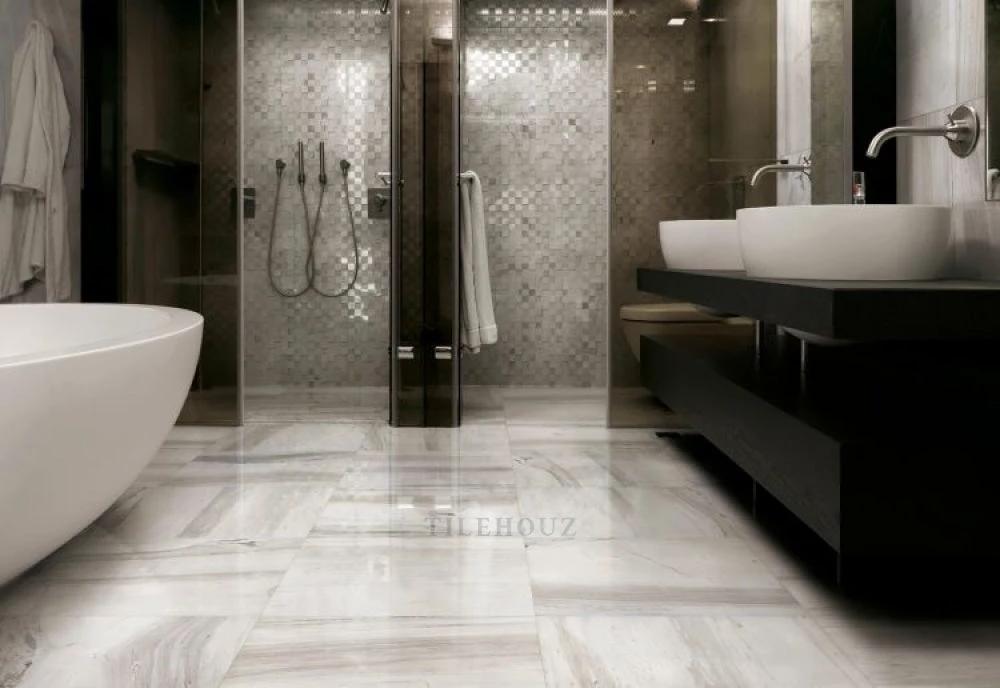 Bianchi Palissandro Luc 32x32 porcelain tile by Tilehouz, marble-gray bathroom floor tile