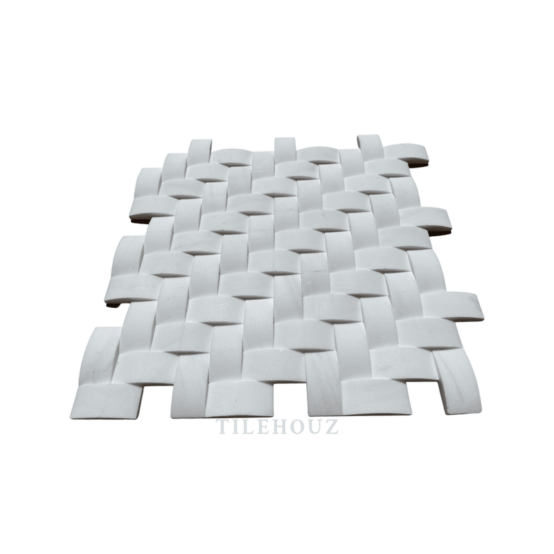 White Dolomite (Bianco Dolomiti) 1X2 Arched Herringbone Mosaic Polished/honed