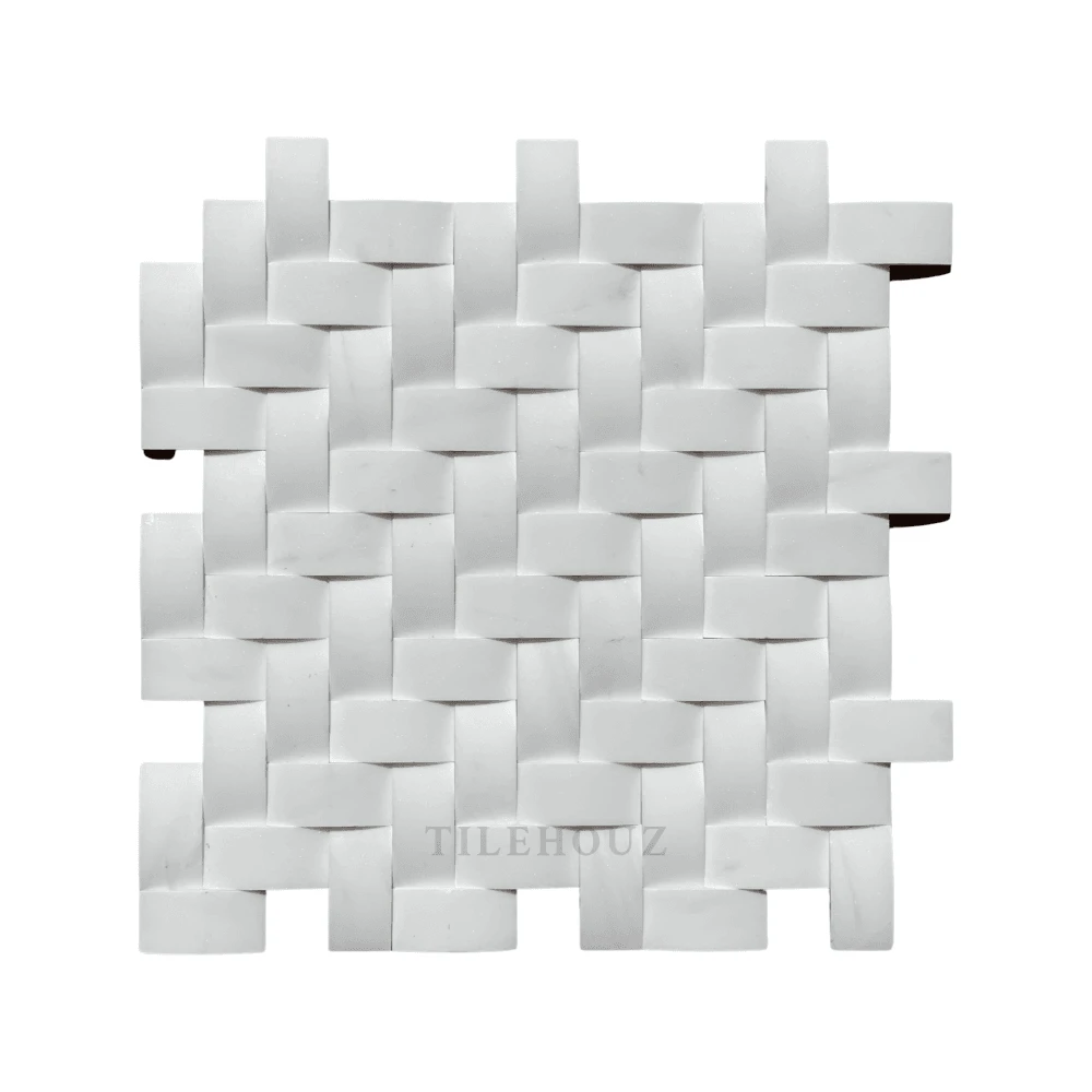Bianco Dolomite 1x2 arched herringbone mosaic, honed, Tilehouz Wall & Ceiling Tile