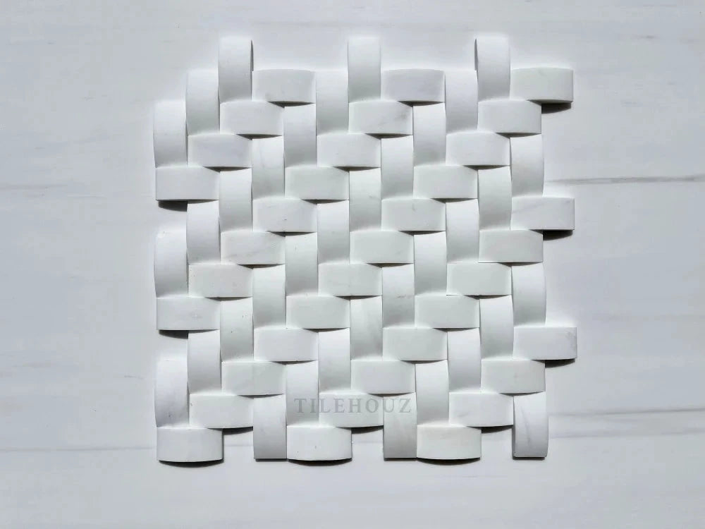 Bianco Dolomite marble 1x2 arched herringbone mosaic tile sheet, honed finish by Tilehouz for wall and ceiling tile