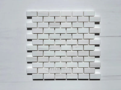 Bianco Dolomite 1X2 Brick Mosaic Polished/Honed (Premium) Marble