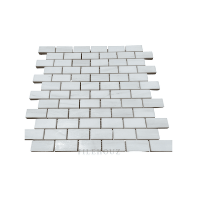 White Dolomite (Bianco Dolomiti) 1X2 Brick Mosaic Polished/honed