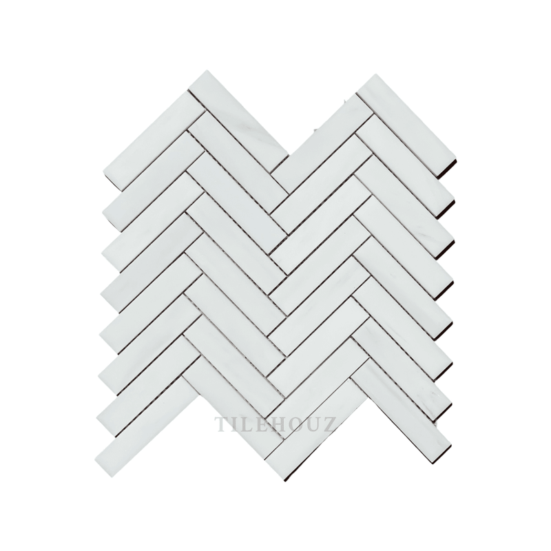 White Dolomite (Bianco Dolomiti) 1X4 Herringbone Mosaic Polished/honed