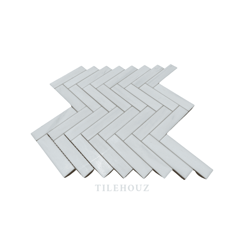 White Dolomite (Bianco Dolomiti) 1X4 Herringbone Mosaic Polished/honed