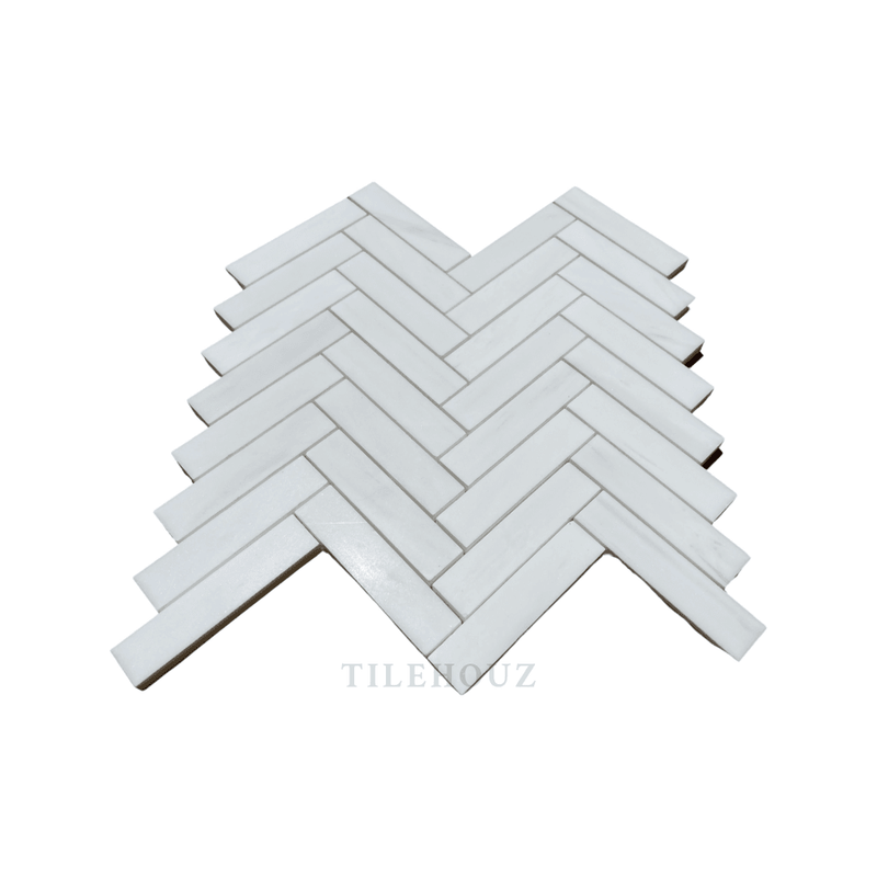 White Dolomite (Bianco Dolomiti) 1X4 Herringbone Mosaic Polished/honed